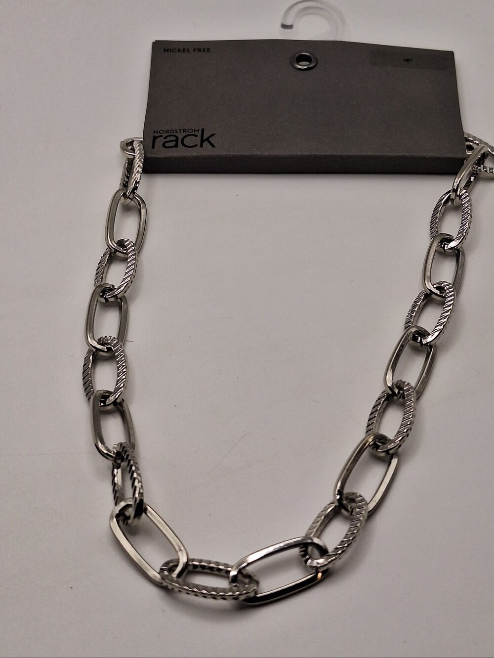 Nordstrom Rack Silver Rhodium Textured Link Chain Necklace 18" NWT
